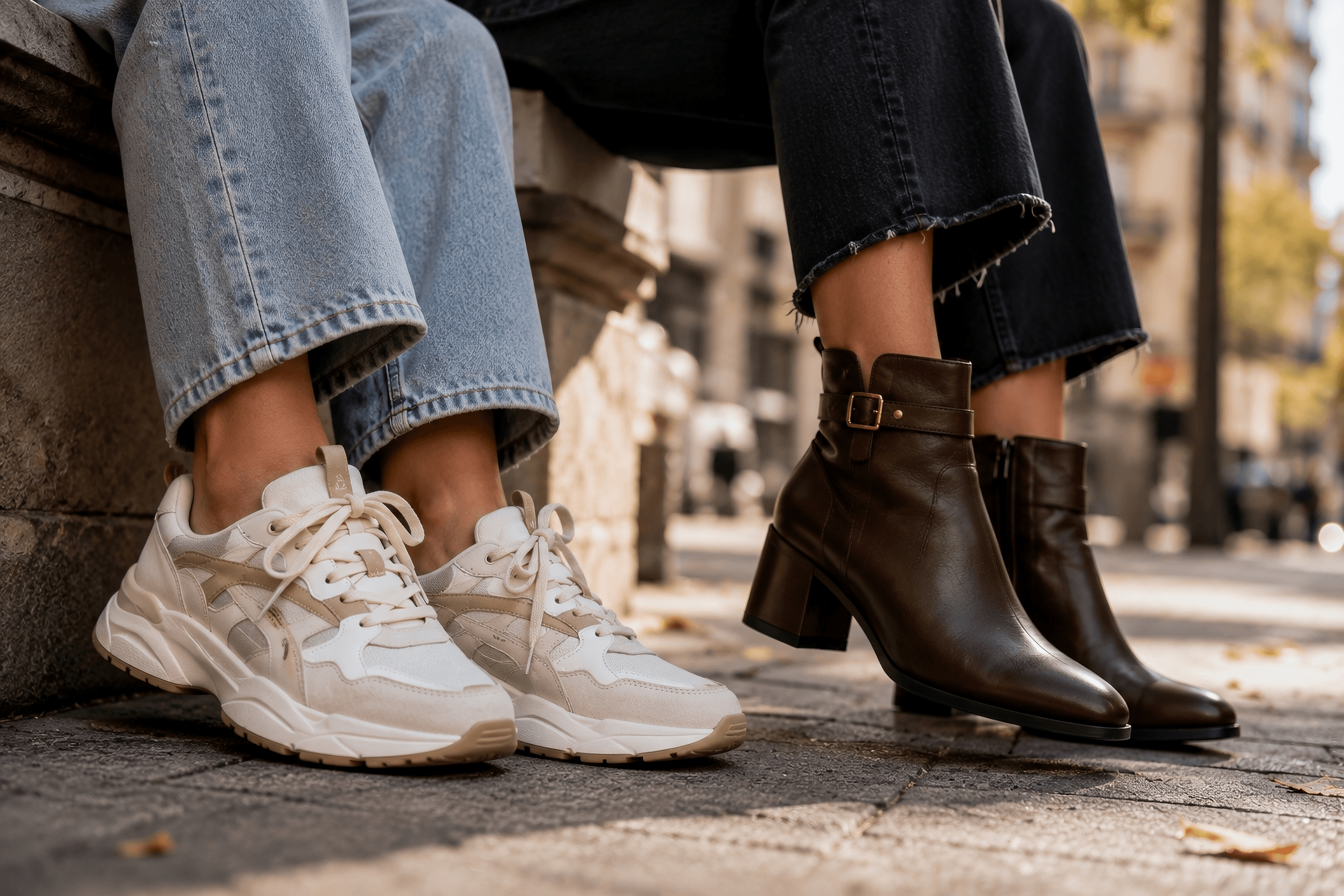 Selección de calzado Casa Minerva: botas, zapatillas, mocasines y zapatos de tacón sobre una alfombra